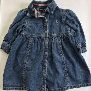 Vintage Polo Ralph Lauren Kids girls Denim dress blue 12 months